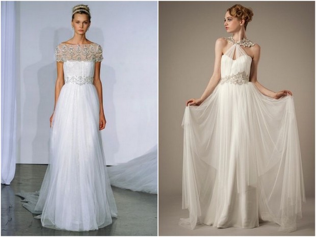 Top Destination Wedding Dresses And Trends 2017 Weddingsonline Grecian Wedding Dress Dazzling Detailed Neckline Christos Kira Destination 2017