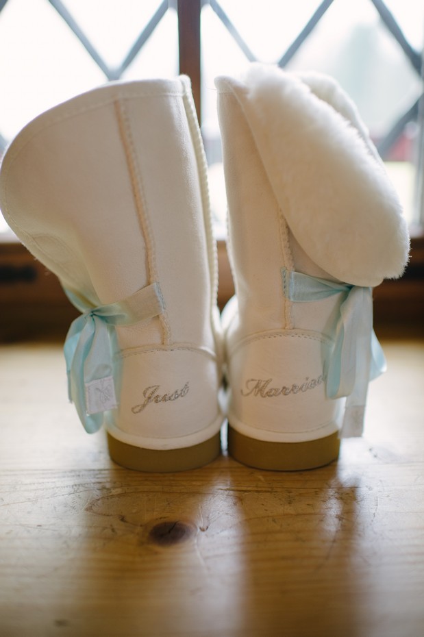 white snow boots for wedding