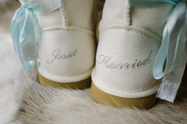 winter wedding details personalised snow boots