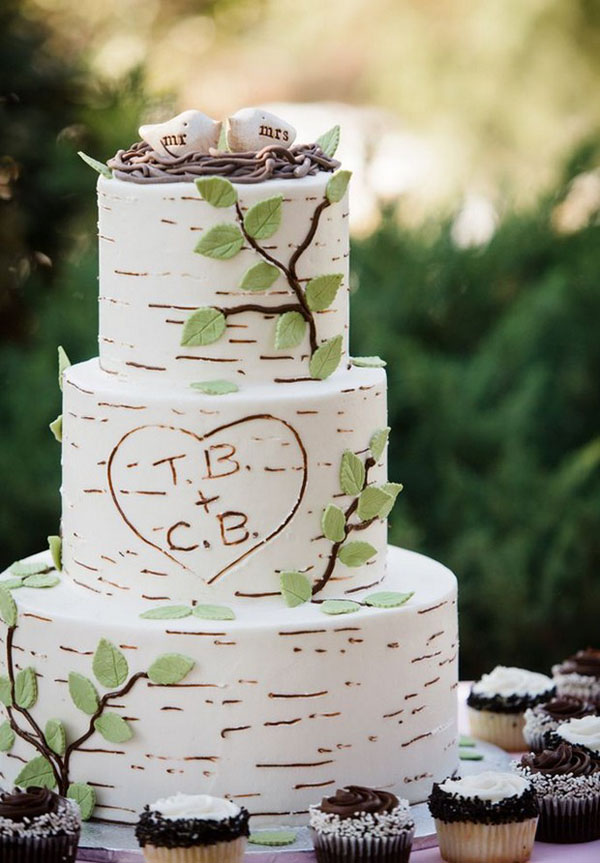 Rustic bark wedding cake with daisies | Праздник
