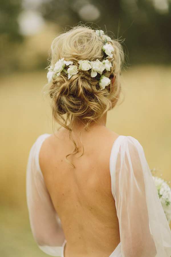 wedding hairstyle updo with flowersphoto