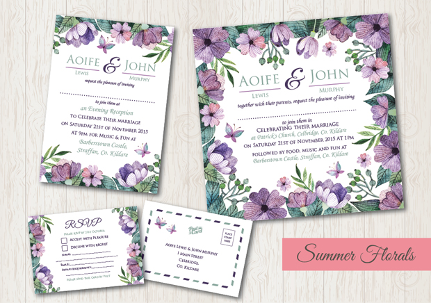 Floral wedding invitations ireland