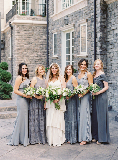 pastel grey bridesmaid dresses