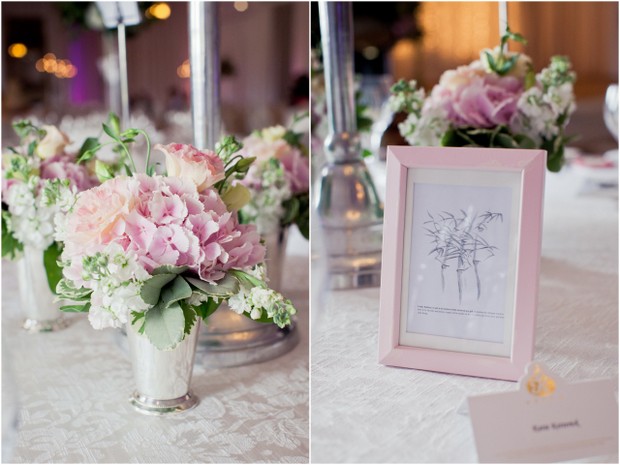pale pink green wedding table decor centrepiece