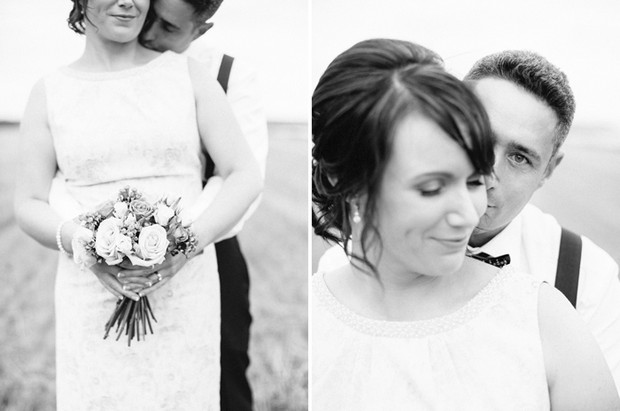 black and white bride and groom portrait