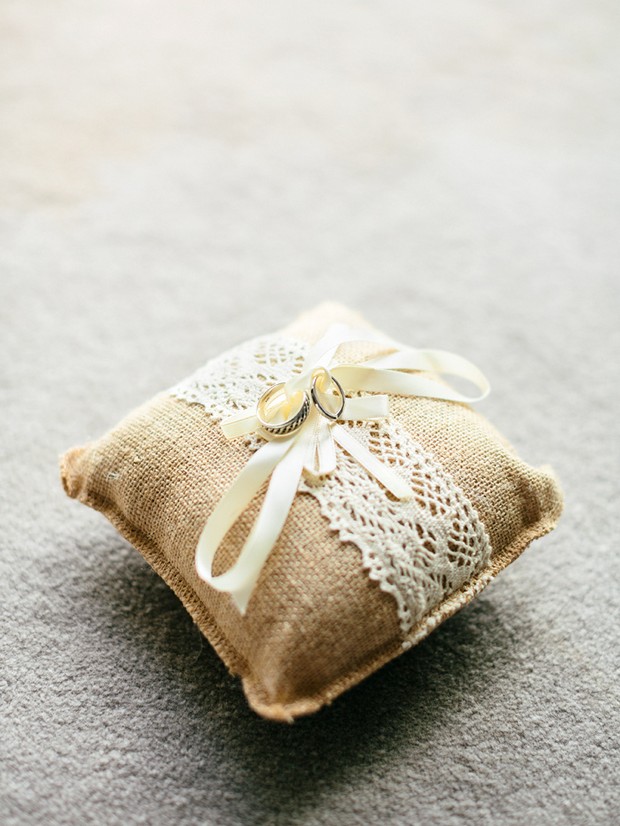 rustic burlap wedding ring pillow