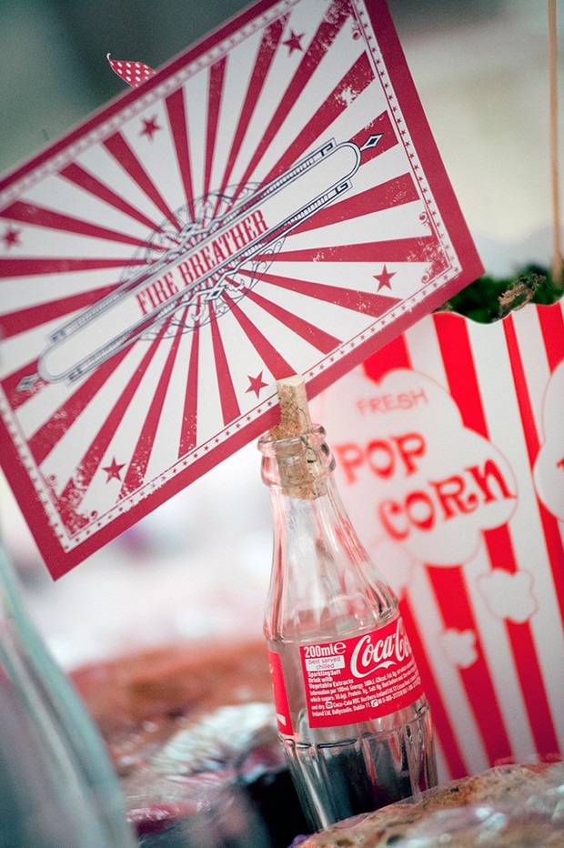 red vintage circus wedding theme