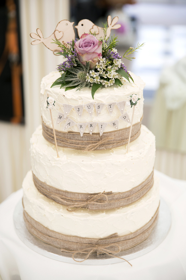 rustic love bird wedding cake burlap bunting topper