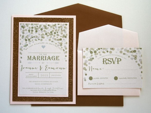 gold-and-polka-dot-wedding-invites-steph's-personalised-cards