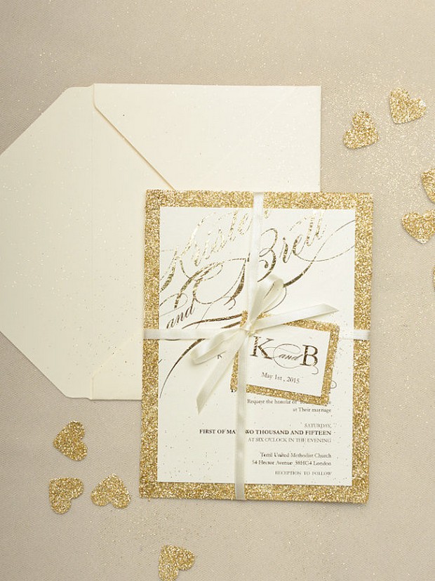 30 Fabulous Wedding Invitations To Suit Every Style Of Gold Glitter Wedding Invite For Love Polka Dots