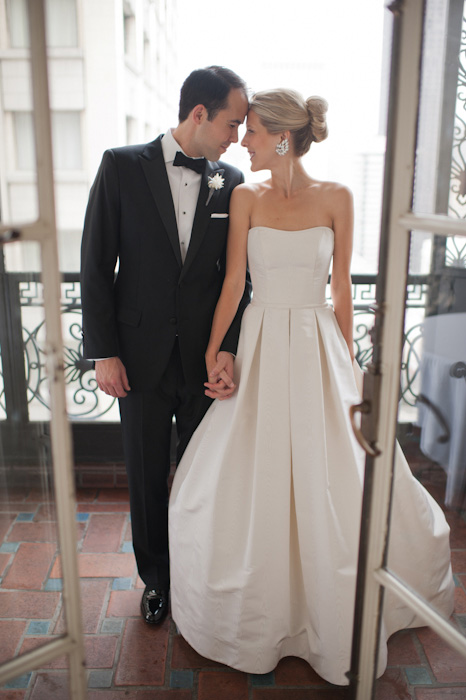 Modern Ballgown Wedding Dress with Pleats by Suzanne Hanley