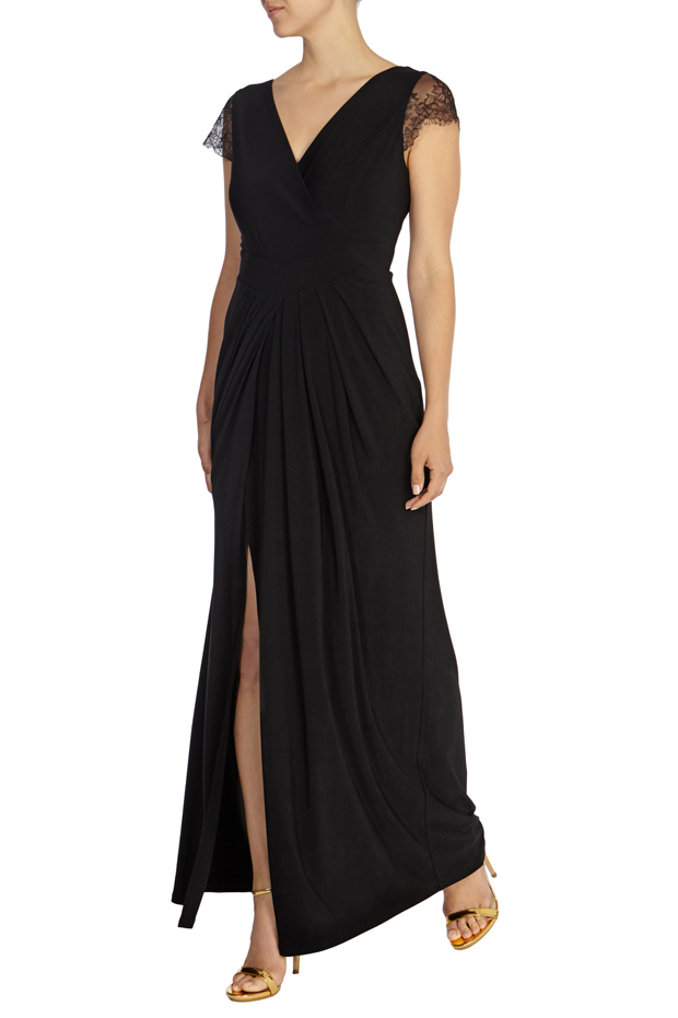 black-cap-sleeve-bridesmaid-dress