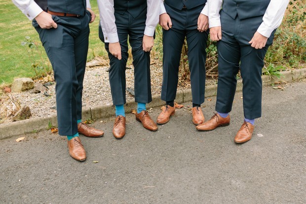3-groomsmen-three-piece-grey-wedding-suits-brown-leather-shoes