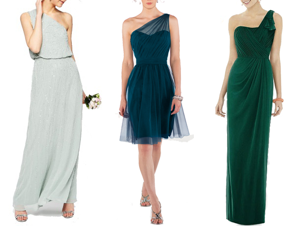 green-one-shoulder-bridesmaid-dresses