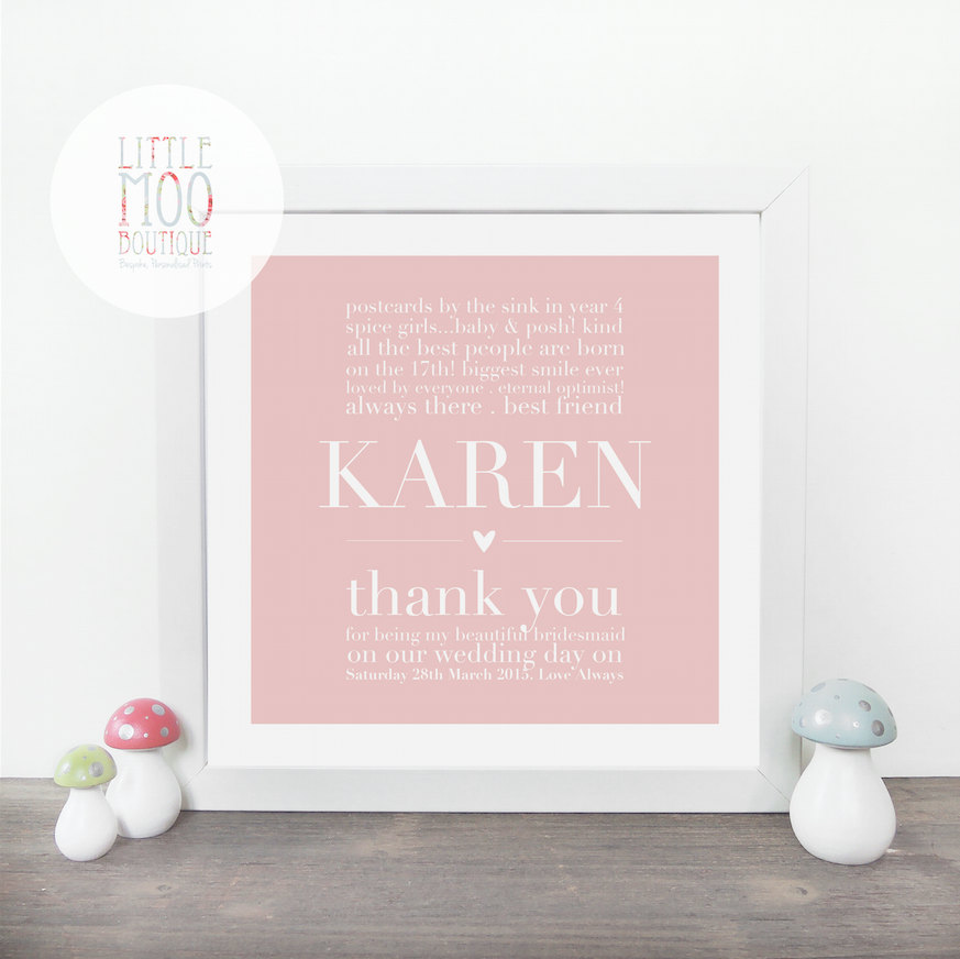 10 Absolutely Brilliant Bridesmaids Gifts Weddingsonline Personalised Print Wedding Gift Bridesmaid