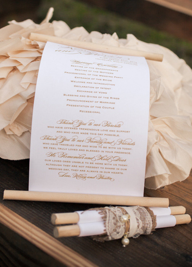 30 of the best ceremony booklet ideas weddingsonline scroll wedding program
