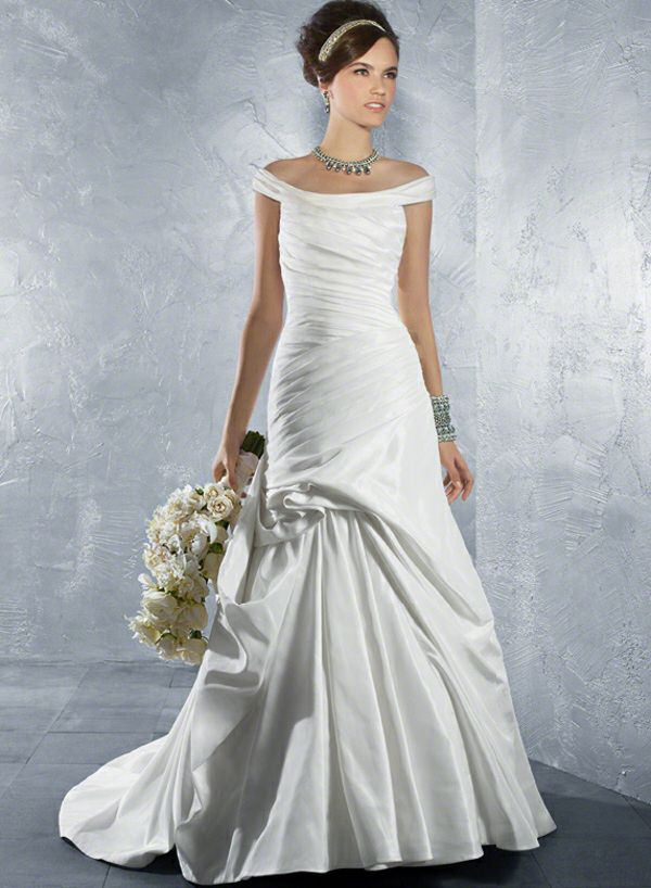 Off the shoulder wedding dress by Alfred Angelo