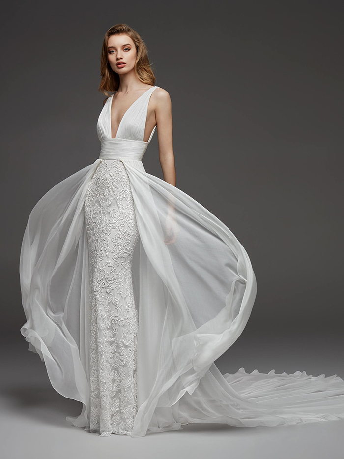 Plunge neckline wedding dress