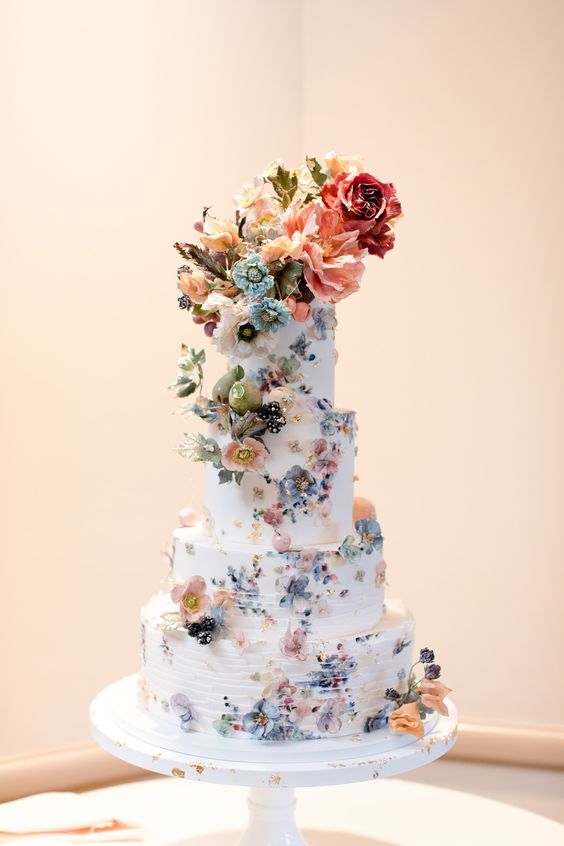 2021 Wedding Trend: Textured Floral Wedding Cakes