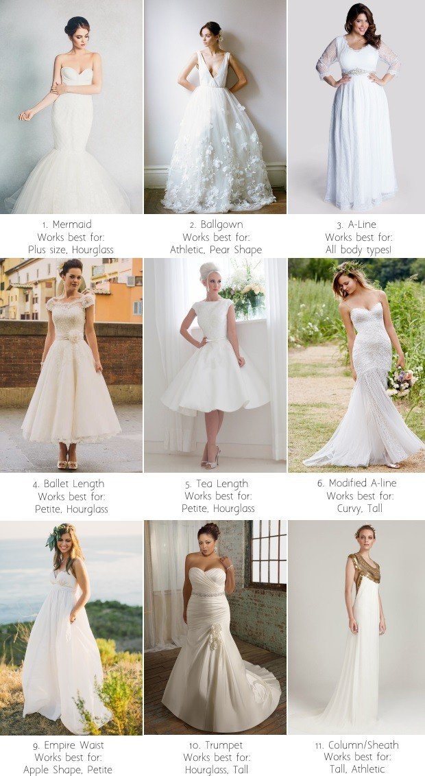 wedding dress shapes and styles